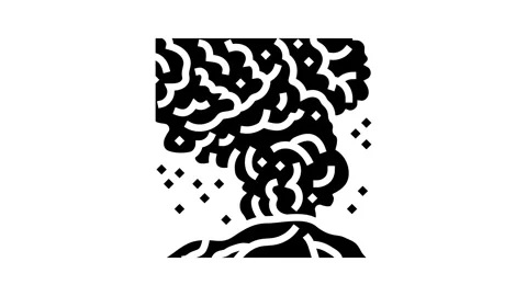 Ash cloud volcano glyph icon animation Stock Footage 326157404
