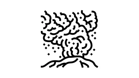 Ash cloud volcano line icon animation Stock Footage 326135526