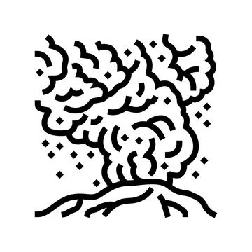Ash cloud volcano line icon vector illustration Stock Illustration