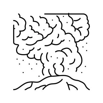 Ash cloud volcano line icon vector illustration Stock Illustration