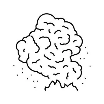 Ash cloud wildfire disaster line icon vector illustration Illustrazione stock