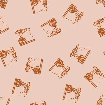 Ash cloud wildfire disaster line vector seamless pattern 스톡 일러스트