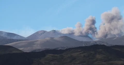 Ash emission from Etna Stock Footage 150319192