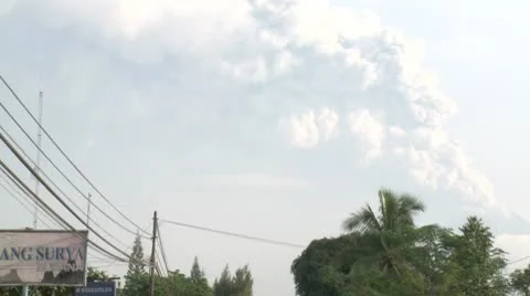 Ash Erupts From Merapi Volcano During Huge 2010 Eruption Stock Footage 8985558