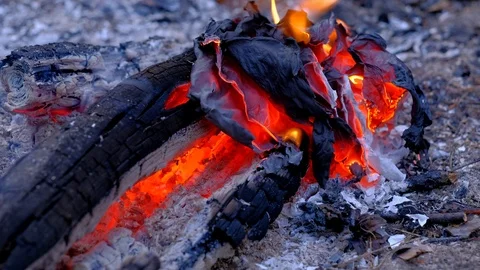 Ash is lying after the fire. 4k uhd Stock Footage 112586695