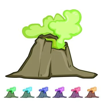 Ash volcano eruption cartoon vector graphic Stock Illustration