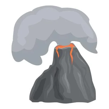 Ash volcano icon cartoon vector. Volcanic eruption Stock Illustration