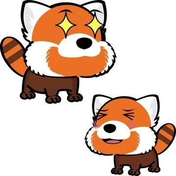 Ashamed big head red panda character  Stock Illustration