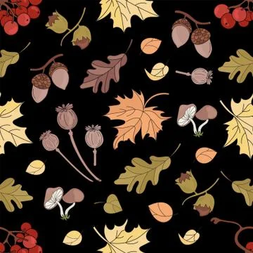 ASHBERRY LANDSCAPE Nature Seamless Pattern Vector Illustration Stock Illustration