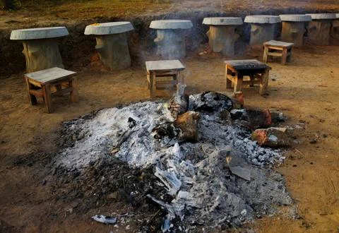 Ashes from the bonfire Stock Photos