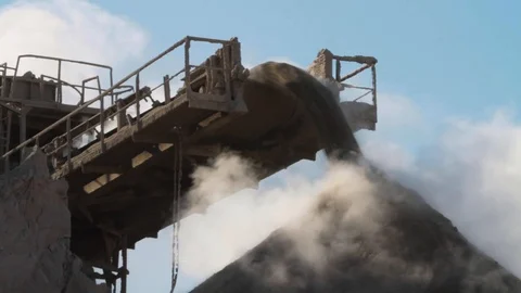 The ashes of the brown coal after they exit the power plant Stock Footage 121343170