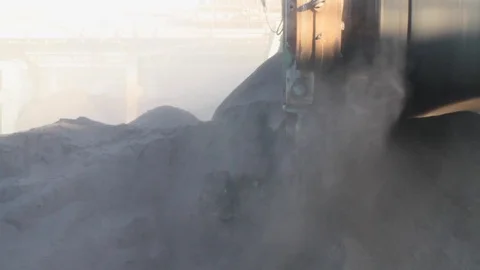 Ashes of coal mine after passing through electricity plant Stock Footage 121402804