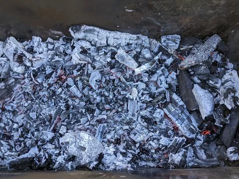 Ashes, coals left after the fire Stock-Fotos