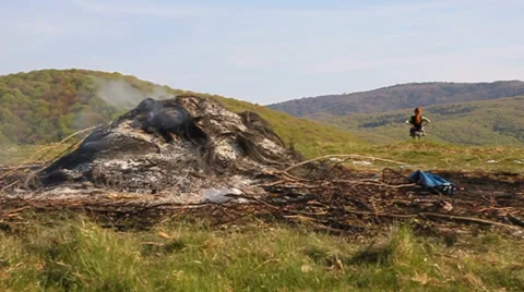 The ashes in mountains Stock Footage 36778725