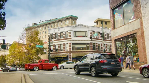 Asheville, NC City Center at College and Haywood Streets Stock Footage 33065880