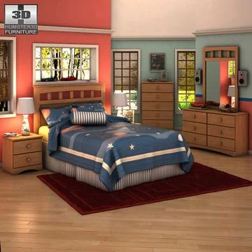 Ashley Benjamin Panel Bedroom Set 3D Model