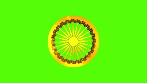 Ashok Chakra 3D Rotation Front View in green screen Independence Day of Indi Stock Footage 288119237