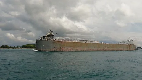 Ashtabula Cargo Barge in Port Huron, Michigan, St. Clair County, USA 4K Video stock 158067913