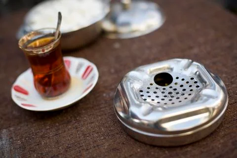 Ashtray and tea Foto stock