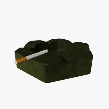 Ashtray with Cigarette 3D Model