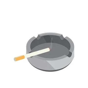 Ashtray with cigarette illustration design element. flat icon 스톡 일러스트