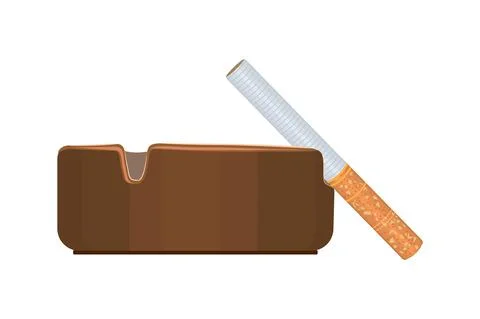 Ashtray with cigarette isolated on white background. Stock Illustration
