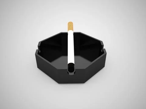 Ashtray with cigarette rendered Stock Illustration