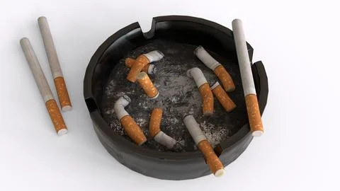 Ashtray with cigarette with white background Stock Photos