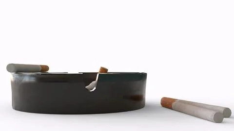 Ashtray with cigarette with white background Stock Photos