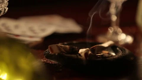 Ashtray with cigarettes Stock Footage 76006412