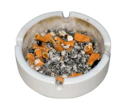 Ashtray with cigarettes on white background Stock Photos