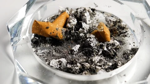 Ashtray with extinguished cigarettes Stock Footage 115523007