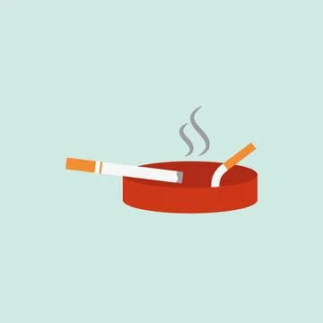 Ashtray with extinguished cigarettes. Smoke from an extinguished cigarette. Stock Illustration