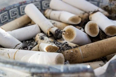 Ashtray Full of  cigarettes Stock Photos