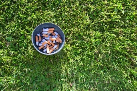 Ashtray in grass. Stock-Fotos
