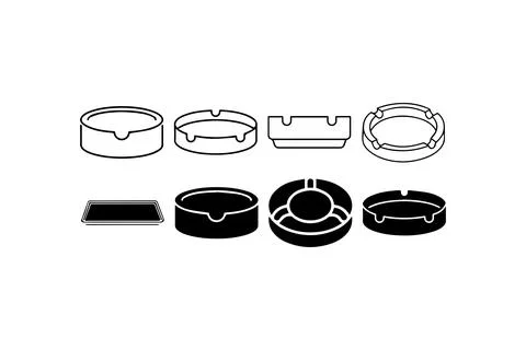 Ashtray icon set with various shapes and designs. Vector illustration design. Stock Illustration