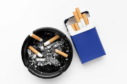 Ashtray pack cigarettes Stock Photos