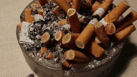 Ashtray on the table Stock Footage 46328431