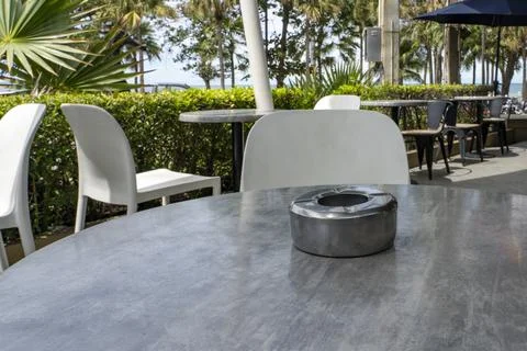 Ashtray on the table 스톡 사진