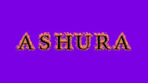 Ashura fire text effect violet background Stock Footage 136196713
