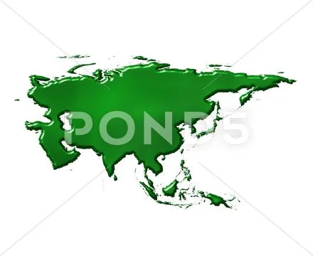 Asia 3D Ecological Map Stock Illustration