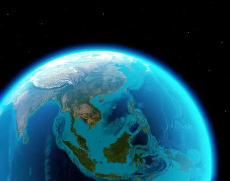 Asia continent from outer space Stock Illustration