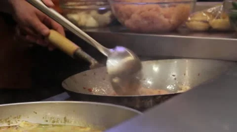 Asia cooking wok Stock Footage 20602892