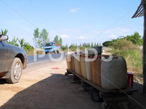 Asia driver petrol sale travel cambodia fuel car Stock Photos