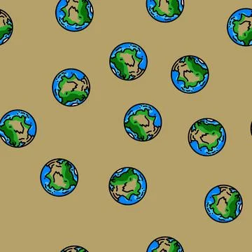 Asia earth planet map vector seamless pattern Illustrazione stock