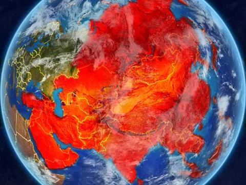Asia on Earth from space Stock Illustration