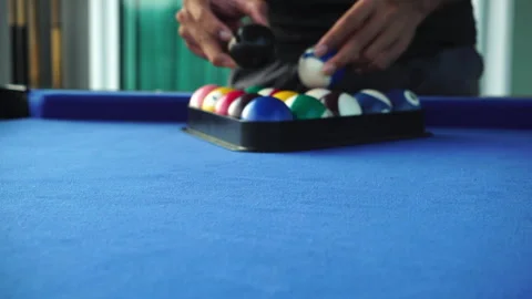 Asia guy playing pool in a pool club Stock Footage 287102719