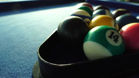 Asia guy playing pool in a pool club Stock Footage 287103231