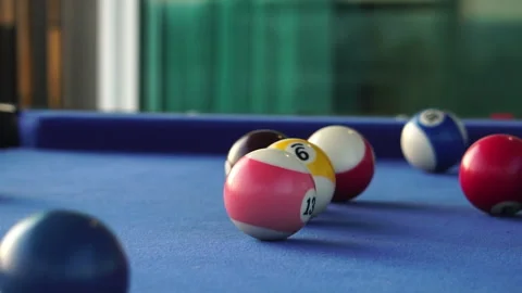 Asia guy playing pool in a pool club Stock Footage 287104624