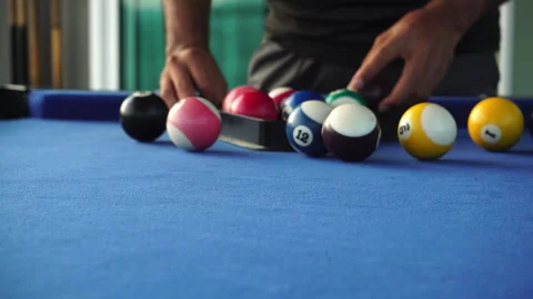 Asia guy playing pool in a pool club Stock Footage 287110141